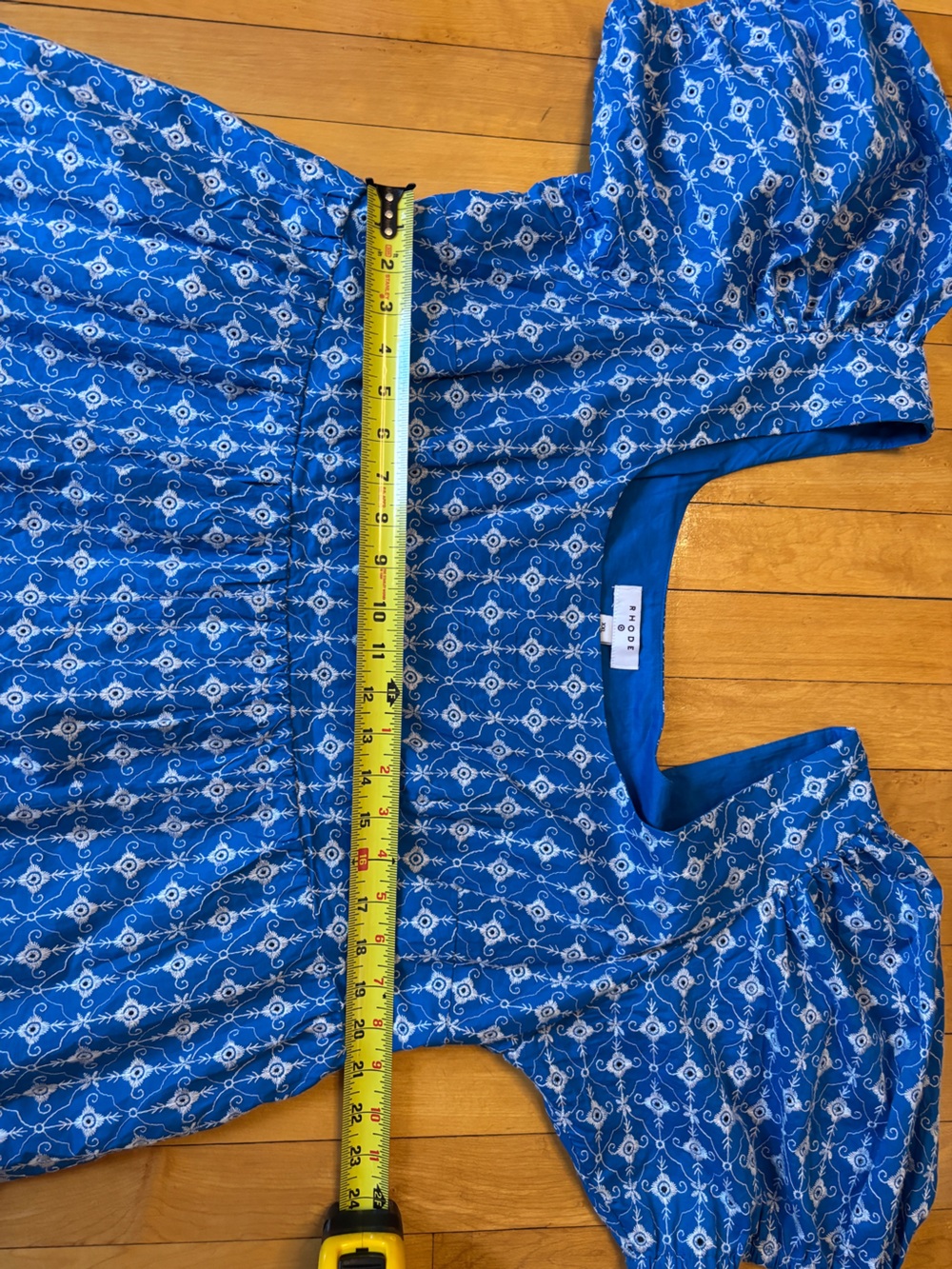 Like New RHODE Blue Embroidered Eyelet Babydoll Mini Dress | Women’s Plus XXL - Picture 10 of 16